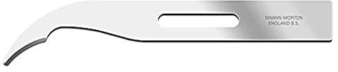 Swann-Morton - Sterile Fadenmesser aus Kohlenstoffstahl zum Einmalgebrauch, 100 Fadenmesser in einzelnen Verpackungen aus Metallfolie.