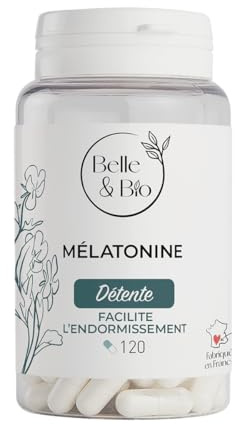 SOMMEIL PLUS SEREIN & ENDORMISSEMENT RAPIDE – Mélatonine – 120 Gélules – Cure 2 Mois – Complément Alimentaire BELLE&BIO – Fabriqué en France