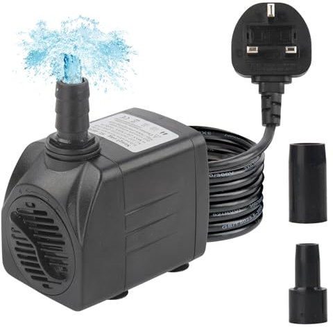 Discoball Submersible Water Pump 25W 400Gph1500L/H Ultra-Quiet Mini Fountain Water Pump with 2 Nozzles Replacement Pump for Pet Fountain Aquarium Fish Tank Pool Garden Features Statuary Hydroponics