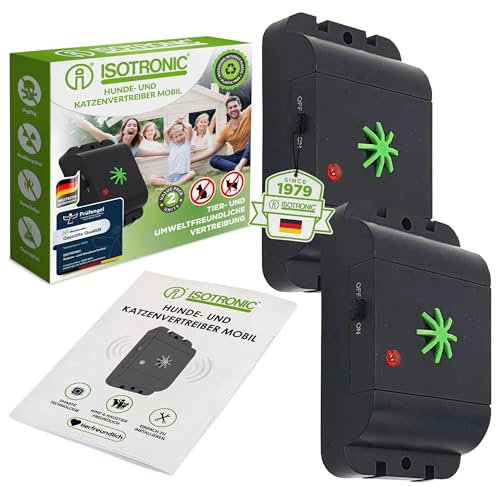 ISOTRONIC mobiler Hundeschreck Katzenschreck mit Ultraschall | für Scheune, Garten, Auto und Garage | besonders hohe Töne, Wechselfrequenz gegen Gewöhnungseffekt (2)