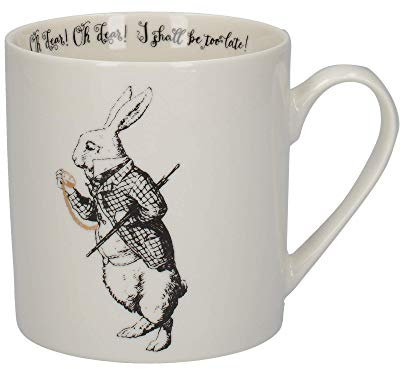 V&A Alicia en el país de las maravillas - Juego de taza en caja de regalo, porcelana, Oro blanco y negro., 350 ML