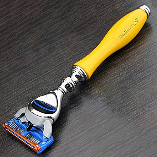 Jag Shaving Luxury Yellow 5 Edge Rasiermesser Bart und Schnurrbart Rasiermesser für Männer
