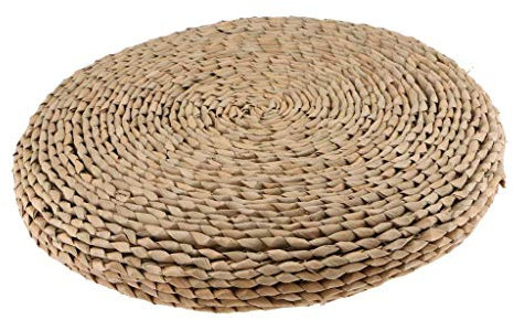 HUAWELL Cojín de meditación Zafu tejido a mano de, paja y seda, 40 x 40 cm, para yoga y hogar