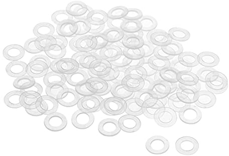 sourcing map 100Stk Flache Unterlegscheibe Nylon M6 Dichtung 11mm AD 0,8mm Dicke Klar für Wasserhahn Rohr Wasserschlauch Isolierung Schrauben