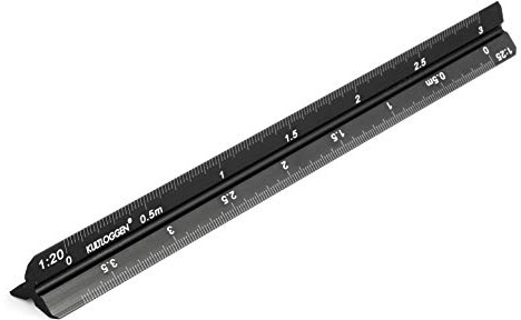 Dreikantmaßstab Maßstab Lineal Aluminium Dreikantlineal Scale Ruler Dreieckig Lasergraviert 1:20/25 / 50/75 / 100/150,17cm