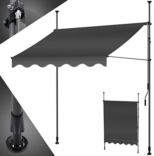 KESSER® Tenda da Sole a Morsetto con manovella per Balcone, Tenda da Sole per Balcone, Regolabile in Altezza, Idrorepellente, Protezione Solare, Copertura per terrazze, Antracite, 200cm