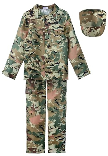 ReliBeauty Déguisement Militaire Enfant Garçon et Fille Costume Soldat avec Chapeau