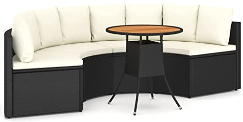 vidaXL Set Divani da Giardino 5 pz con Cuscini in Polyrattan Nero
