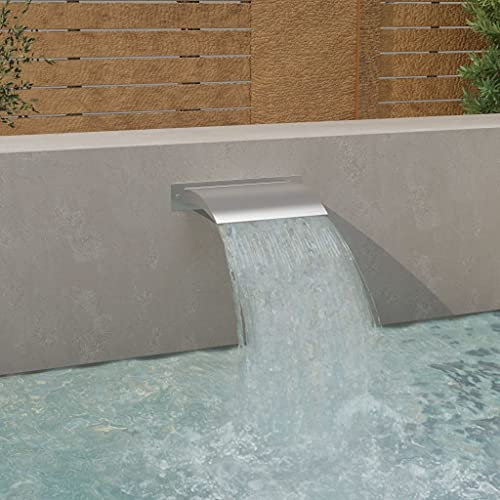 vidaXL Pool Wasserfall Schwalldusche Schwallbrause Poolfontäne Wasserschwall Wasserfontäne Schwimmbad Teich Silbern 45x9x26cm Edelstahl