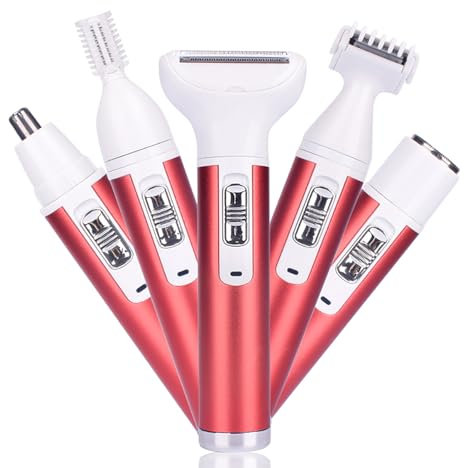 5 in 1 Elektrische Rasierer für Frauen, ABS Portable USB-Aufladung Damenrasierer, Schmerzlos Gesichts-Haarentfernung Rasierer, Ladyshave für Bikini Nase Bein Gesicht Augenbrauen Körper