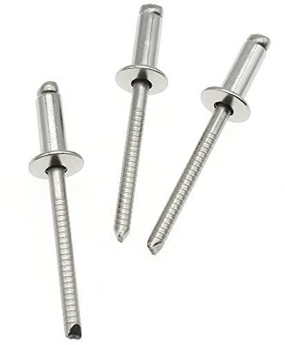 LBTODH 50 rivetti ciechi da 3/16 x 1/2 (4,8 x 12 mm) in acciaio inox rivetti pop rivetti nucleo tiro rivetti gamma grip (6,5-9,5 mm)