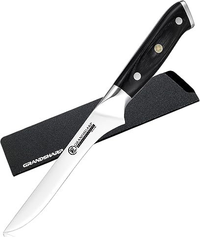 GRAND SHARP Scharf Filetiermesser Fleisch Ausbeinmesser 15cm, Profi Filitiermesser, Hochwertigem Deutscher Edelstahl Küchenmesser Fischmesser mit Ergonomischer Pakkawood Griff [Geschenkverpackung]