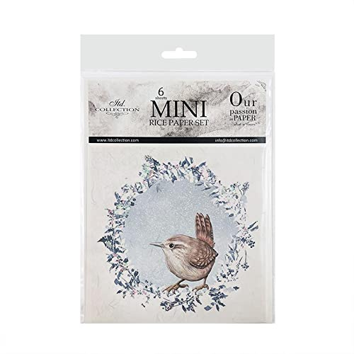 ITD Collection – mini rispapper kreativt set 14,8 x 14,8 cm (6 ark), Decoupage rispapper för scrapbooking och hantverk, flerfärgad (RSM050- HS code 48021000)