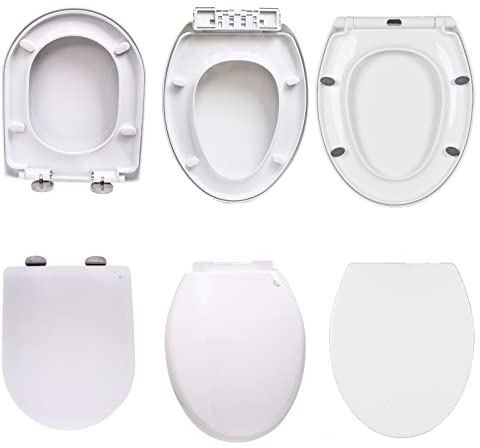 WC Sitz O Form, Hochwertiges Toilettendeckel Klodeckel Absenkautomatik, Quick-Release-Funktion, Antibakterielle Klobrille Stabil Toilettensitz aus Duroplast Leichte Reinigung