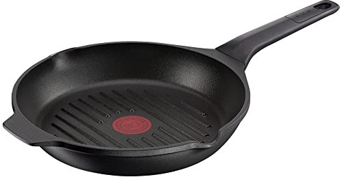 Tefal Robusto Aluguss Grillpfanne 26 cm, Bratpfanne Induktion mit Antihaftversiegelung, Thermo-Signal bei idealer Brattemperatur, für alle Herdarten geeignet, spülmaschinengeeignet, E24940