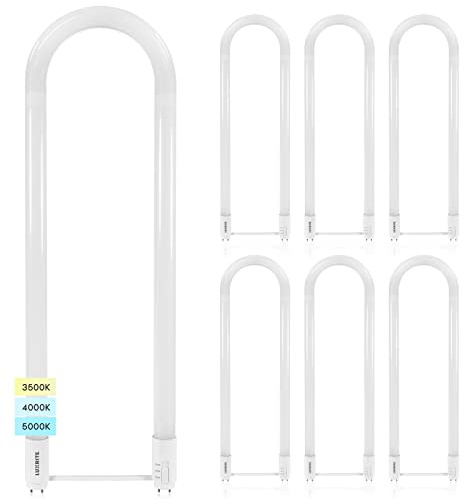 Luxrite U Bend LED Tube Light, T8 T12, 17.5W (32W Equivalent), 3 Colors 3500K | 4000K | 5000K, 2100 Lumens, Fluorescent Light Tube Replacement, Direct or Ballast Bypass, UL Certified, G13 Base, 6-Pack