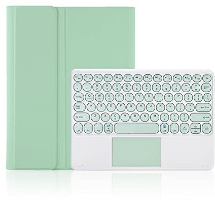 Funda con Teclado para iPad 6 Gen 9.7 2018/iPad 5 Gen 2017/iPad Air 2/1/iPad Pro 9.7, Teclado Trackpad Bluetooth inalámbrico Español, Estuche Protector Inteligente con Portalápices, Verde Claro