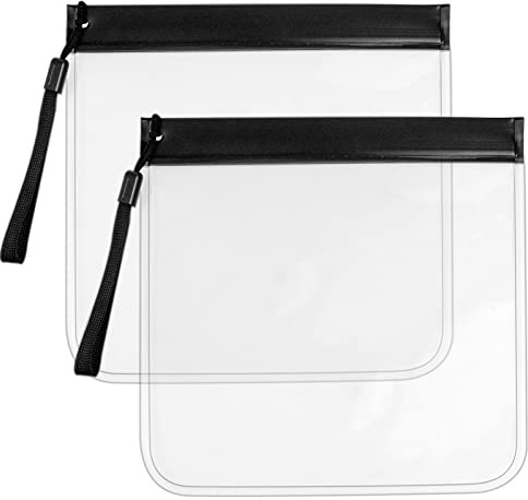 2 Stück Flugzeug Beutel Flüssigkeiten ，20 * 20Cm Kulturbeutel Klar Schminktasche Plastik Kulturtasche Reisen Zipper Beutel Reisebeutel Wasserdicht Handgepäck Beutel Toilettentasche Set