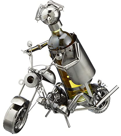 Flaschenhalter Motorrad für Weinflaschen │ 40.5x27.0x16.5cm Metall │Weinflasche Bierflasche Flaschenständer (1 x Flaschenhalter Motorrad)