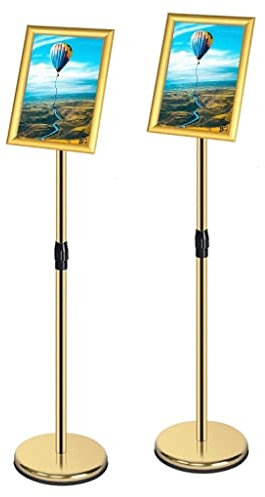 2er-Pack verstellbarer Plakatständer, A4-Plakatständer, Klapprahmen, Aluminium-Schilderhalter, Bodenwerbung, Plakatwand, Hinweisständer for Hochzeiten/Geschäftsaktivitäten ( Color : Gold , Size : A4 )