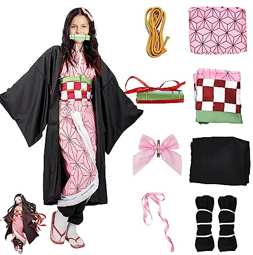 Pianocean Nezuko Kostüme, Nezuko und Kimono Cosplay, Anime Kostüme, Halloween Kostüme Nezuko Erwachsene Halloween Karneval Party Kostüme