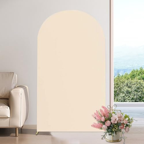 kyaoayo Bogen-Hintergrundabdeckung, Stoffbezug für den Hochzeitsbogen, Hintergrundstoff Für Stretch für Hochzeiten, Geburtstage, Party, Weihnachten, Neujahr (Khaki, 6,6ft/200 x 100 cm)