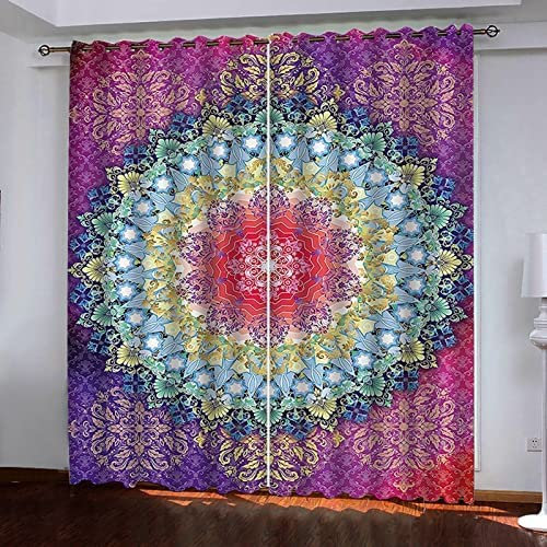 Vorhang Kinderzimmer Lila Blume Kinder Vorhänge Mit Ösen Polyester Gardinen Thermovorhang Blickdicht Ösenschal Kindergardinen 280 (B) X 250 (H) cm Für Wohnzimmer,2Er Set
