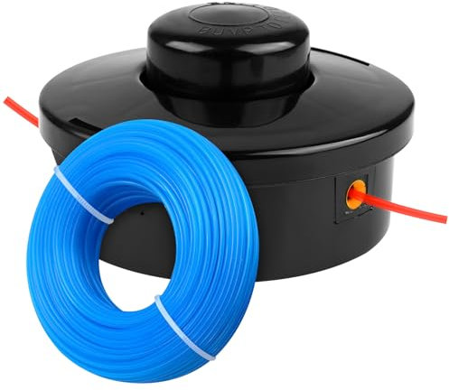 PLULON Universal Strimmer Head M10 x 1.25 LHF Petrol Trimmer Spool Head Replacement with 1.6mm X 30m Round Grass Strimmer Line Wire