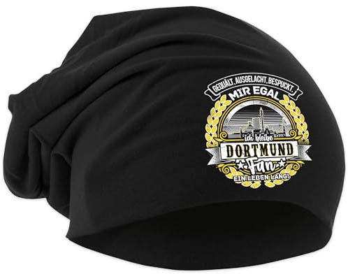 UGLYSHIRT EIN Leben lang Dortmund Mütze | Strickmütze Dortmund Sport Mütze Hut Logo Hat Stadt Dehnbar Beanie