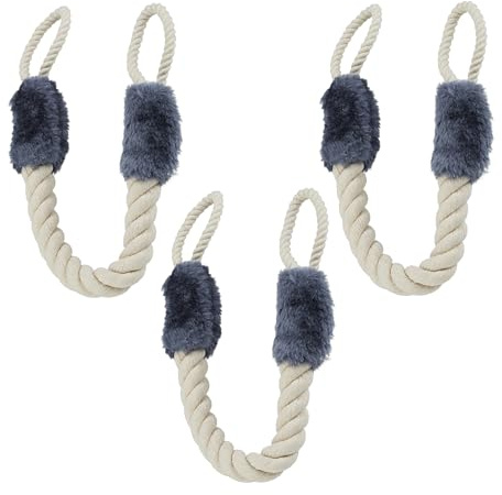 Relaxdays Türkordel 3er Set, Türstopper Klinke, 60 cm lang, Klemmschutz für Kinder & Tiere, Tür Seil maritim, beige/grau