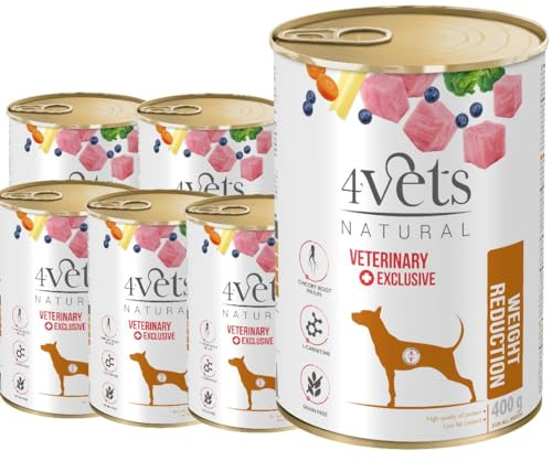 WESTHO 4Vets Weight Nassfutter 24x400 g für Hunde, bei Übergewicht | Getreidefreies Diät-Hundefutter, von Tierärzten entwickelt – mit reduziertem Fettanteil bei Übergewicht