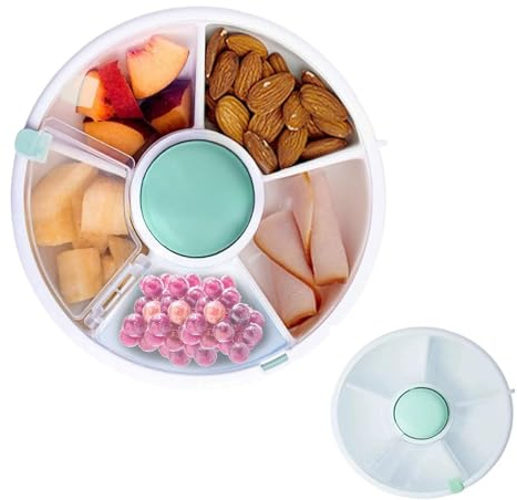 Snack Spinner,Rotierende Aufbewahrung Snackspender Kinder,Snackbox mit Fächern,Snackbox Mit Deckel,Geeignet zur Aufbewahrung von Snackles,Süßigkeiten, Keksen, Obst, Geeignet für Picknicks,Green