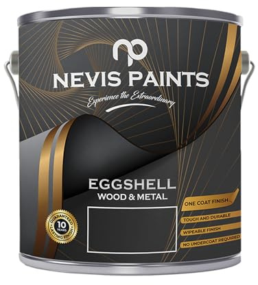 NEVIS PAINTS - Quick Dry Black Eggshell Matt Finish Paint - Perfect For Wood And Metal - 12m2 per liter coverage - 0.75 Litres