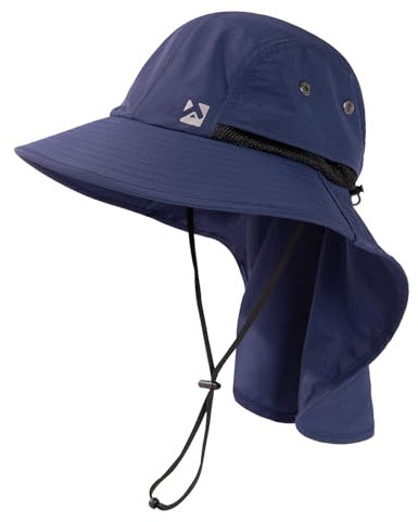 TOP-EX Sonnenhut Herren Breite Krempe Sonnenschutz Mütze Wasserdicht UPF 50 Outdoor Trekking Hut mit Nackenschutz Safari Sommer Mütze Faltbar Navy Blau XL/XXL