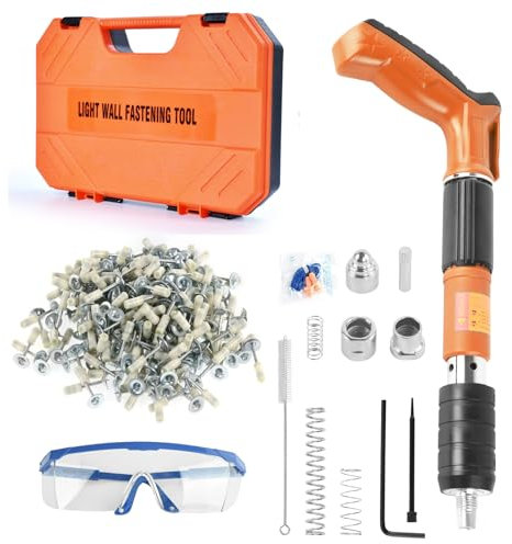 Beton Nagelpistole,Nagelpistole Kit mit 110pcs Nägeln, 5-Speed verstellbare manuelle Stahl Nagelpistole, tragbare Nagelpistole Kits Werkzeug