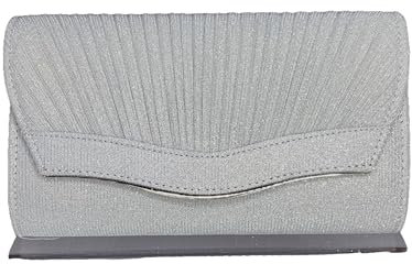 Lady Evening Clutch Bag Sparkling Women's Clutch Glitter Handbag Clutch Purse Retro Classic Shoulder Bag for Women Bride Wedding Banquet Prom Party, with Removable Chain for Formal Dress (Silver)