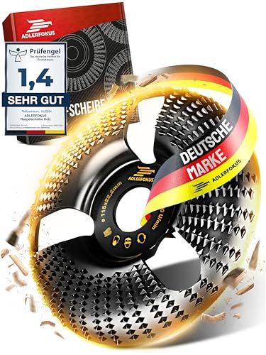 Adlerfokus Holz Schleifscheibe 115mm Winkelschleifer [EXTRA SCHARF] Flexscheibe für Holz - Wurzelfräse - Lackfräse - Baumstumpffräse - Raspelscheibe - Holz schleifen mit einer Flex Schleifscheibe