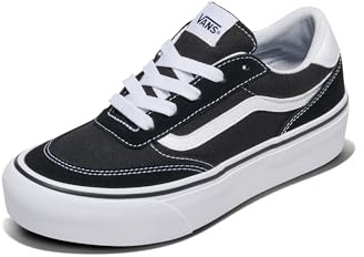 Vans Women's Brooklyn LS Platform Shoe, Suede/Canvas Black/White, 7