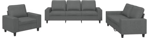 Willood 2 Sitzer + 3 Sitzer Sofa + Sessel Couch Gästesofa fürs Wohnzimmer Schlafzimmer Gästezimmer Modern Dunkelgrau