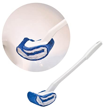 FRCOLOR Scopino per WC Setole Morbide e Dense in Fibra di Nylon e Pp, Manico Lungo Ergonomico, la Pulizia del Bagno a Casa in Hotel