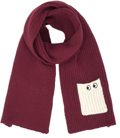 Meliyya Sciarpa invernale per bambini, 6% lana, per ragazze, ragazzi, tinta unita, 130 x 16 cm, B occhi divertenti bordeaux, 118*19cm