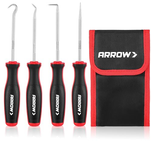 Arrow 4-Piece Precision Hook and Pick Set with Pouch, Mini Pick Tool Set