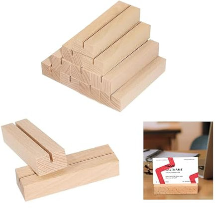 12 Stück Kartenständer Holz Doppelt Nutzbarer Tischkartenhalter für Menükarten, Fotos & Tischnummern | Stabile Naturholz-Aufsteller für Hochzeiten, Restaurants & Events