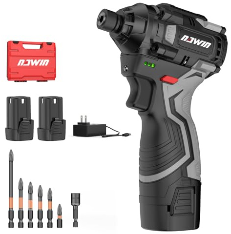 NAWIN Cordless Impact Driver Kit 16.8V Max Torque 140Nm（105ft-lbs）High Rotation Electric Impact Driver Brushless Motor Continuously Variable Rechargeable 1/4 impact driver 2.0Ah Batteries