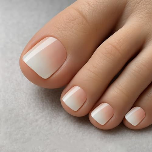 MELLIEX 120 Stück Falsche Fußnägel Tips, 12 Größen Künstliche Zehennägel zum Aufdrücken, Vollständige Abdeckung Quadratische Fuß Press on Nails für Frauen Mädchen
