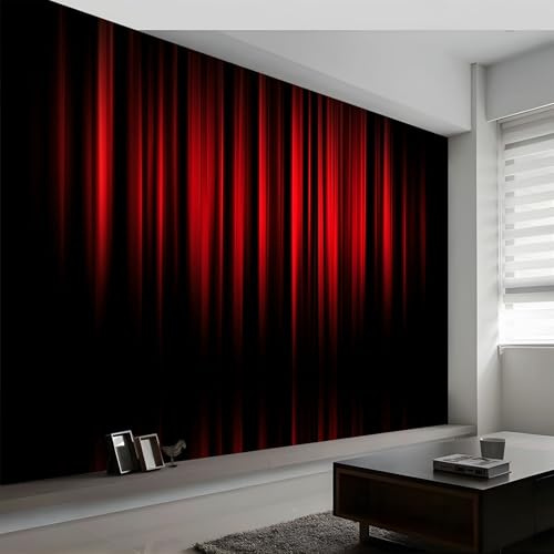 Fototapete Schwarz Rote Streifen Tapete 250 x 175 cm (B x H), Surrealismus Tapeten Vliestapete, Modern Wandtapete Wohnzimmer Schlafzimmer Kinderzimmer Wanddeko Motivtapeten Fototapete