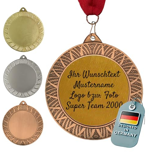 Larius Premium Medaille aus Metall mit Gravur (Ø70 mm, 95 g, 3 mm dick) – mit Wunschtext/Foto – in Gold, Silber oder Bronze – für Kindergeburtstage, Fussball, Turniere & Vereine