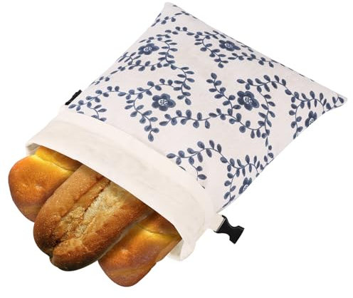 Sacchetto per il pane in lino, 32 x 42 cm, per conservare freschezza, riutilizzabile, con design a fibbia, per pane, frutta, verdura, pane fatto in casa, altri alimenti (1 pezzo)