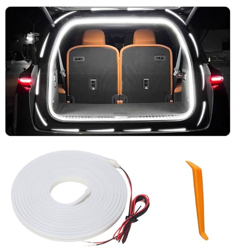 Car LED Strip Lights, Dynamic Flowing Car Trunk Light Strip, 157.48 Flexible Trunk Led Light Strip, Easy Install, Waterproof, Suitable for Cars, SUVs(White),Not Compatible with Ford and VW