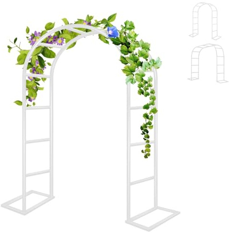 Treillis d'arche de jardin en métal pour plantes grimpantes, tonnelle de mariage et décoration extérieure, taille réglable 80-350 cm de large x 200-220 cm de haut, parfait pour les fêtes et événements